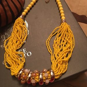 Beautiful Chunky Yellow 7 Ring Necklace